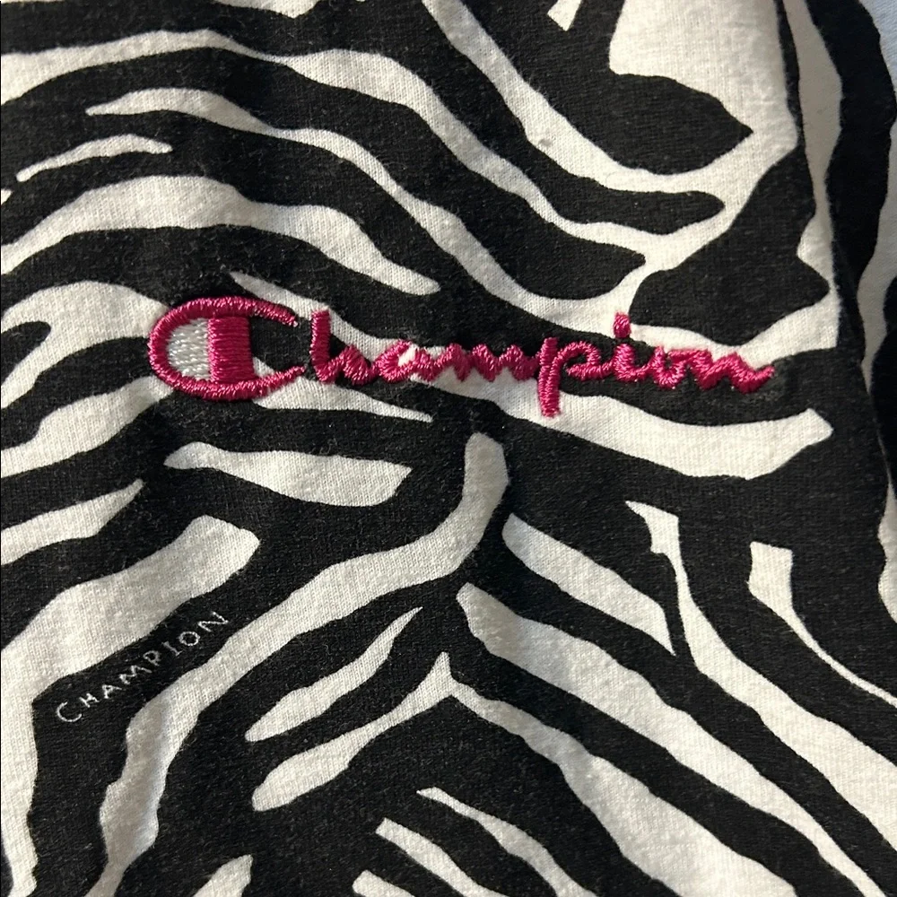 Champion Zebra Print Short Sleeve Crop top tee - Picture 2 of 4